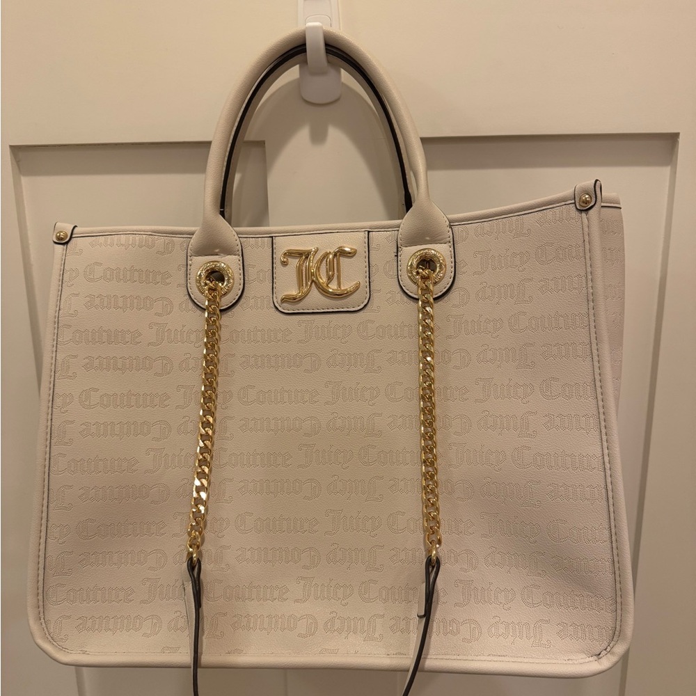 Juicy Couture Ivory Handbag with Gold Chains